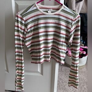 Billabong Striped Long Sleeve Crop Top
